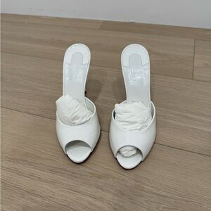 Christian Louboutin White Peep-Toe Mules